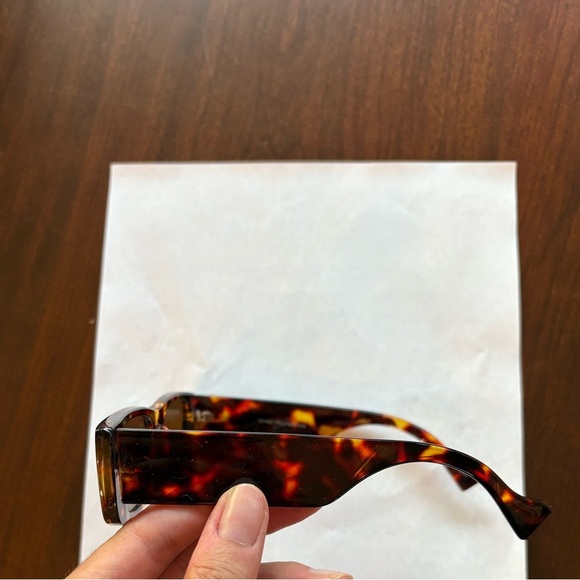 Tortoise shell rectangle frame sunglasses UV400 brown European summer sunnies - Picture 3 of 5